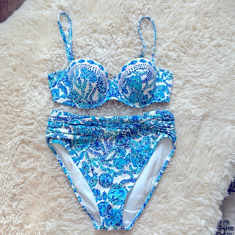 Lilly Pulitzer Turquoise Oasis Bikini Set size 4